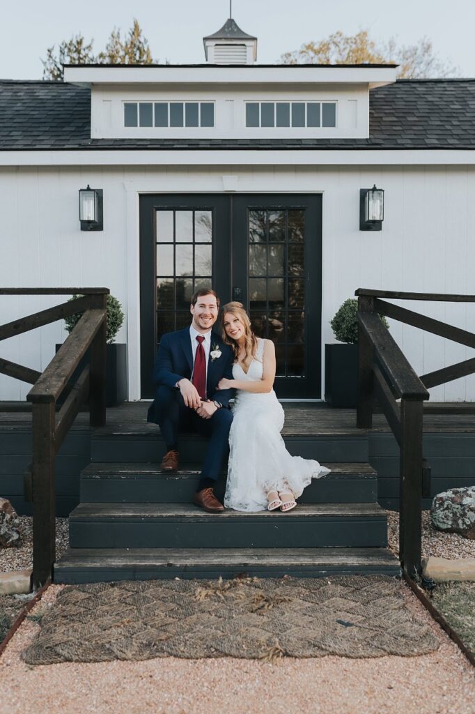 Bride and groom at Bethel Rock venue cottage